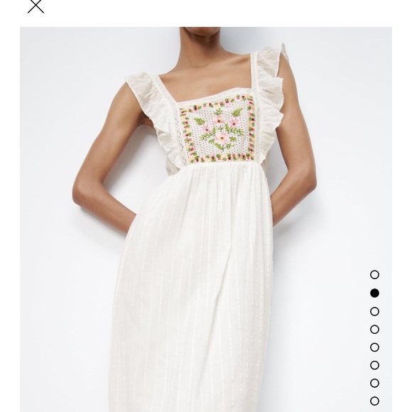ZARA embroidered midi dress with ruffles - Picture 2 of 10